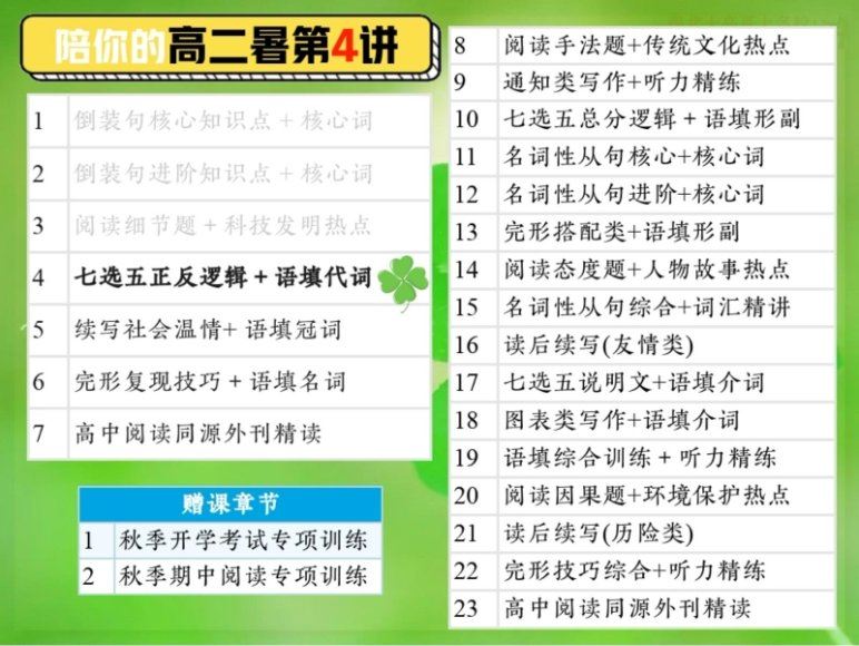 2024高二英语张亮暑假班(S班)，百度网盘分享