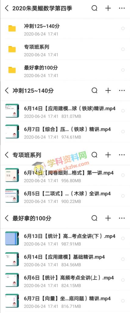 2020朱昊鲲高考数学第四季专项特训保底100分+冲刺压轴140分视频课程百度云网盘下载